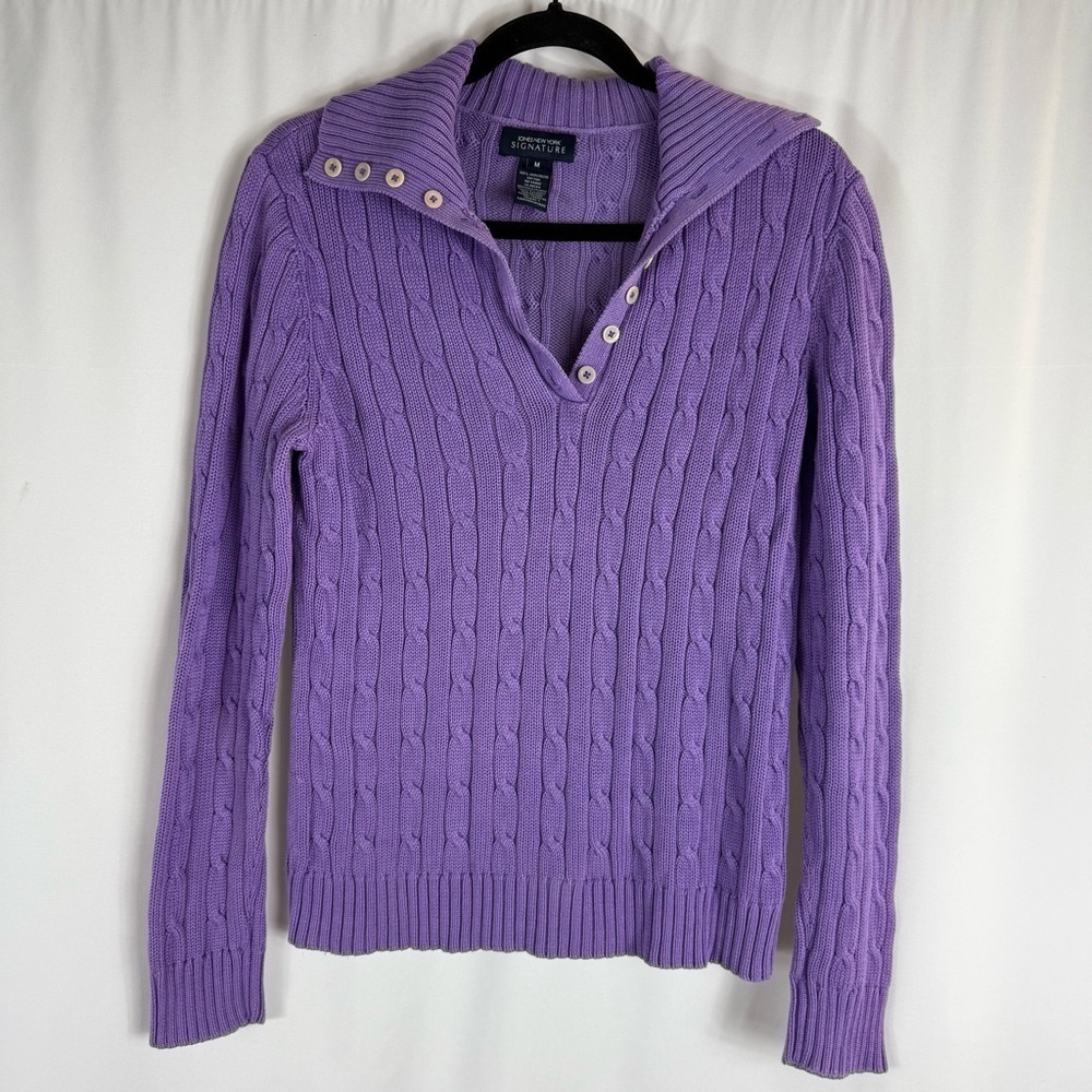 Jones New York Purple Cable Knit Women's Sweater Size:M